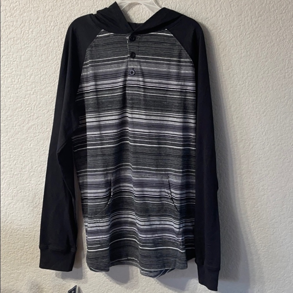 The original JACHS Co.boy's long sleeve striped black/grey hoodie sweatshirt L